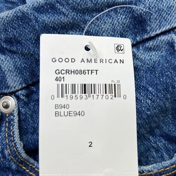 GOOD AMERICAN NWT  GOOD CLASSIC HIGH RISE RAW HEM BLUE JEAN SZ 26 - Picture 7 of 11